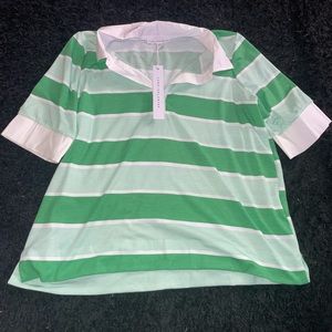 Jane + Delancey Green Stripped Collared Top!